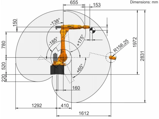 กราฟิกพื้นที่ทำงาน | Articulated robot - KR22 R1610 sixx