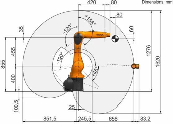 กราฟิกพื้นที่ทำงาน | Articulated robot - KR6 R900 sixx