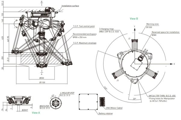 ขนาด | Delta robot - RD403-1100-FS