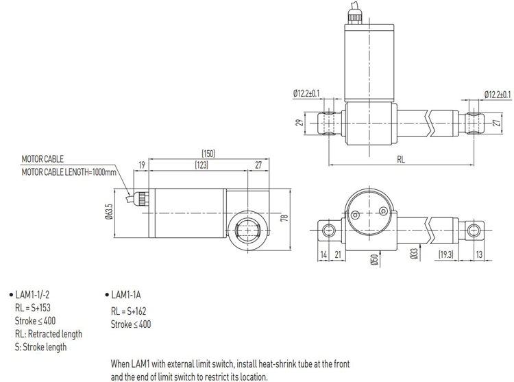 Dimensions | Linear Actuator - LAM1