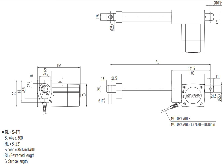 Dimensions | Linear Actuator - LAM3