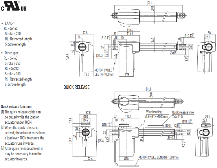 Dimensions | Linear Actuator - LAN5