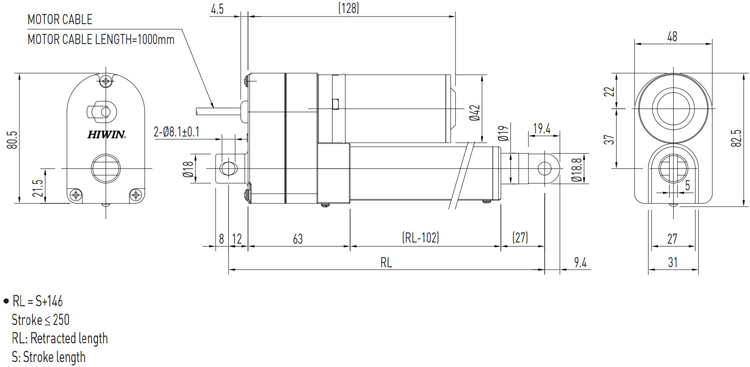 Dimensions | Linear Actuator - LAS2