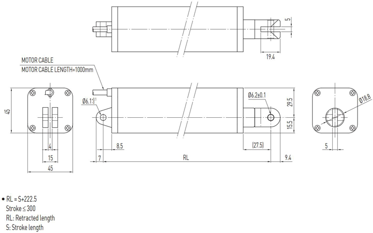 Dimensions | Linear Actuator - LAS4