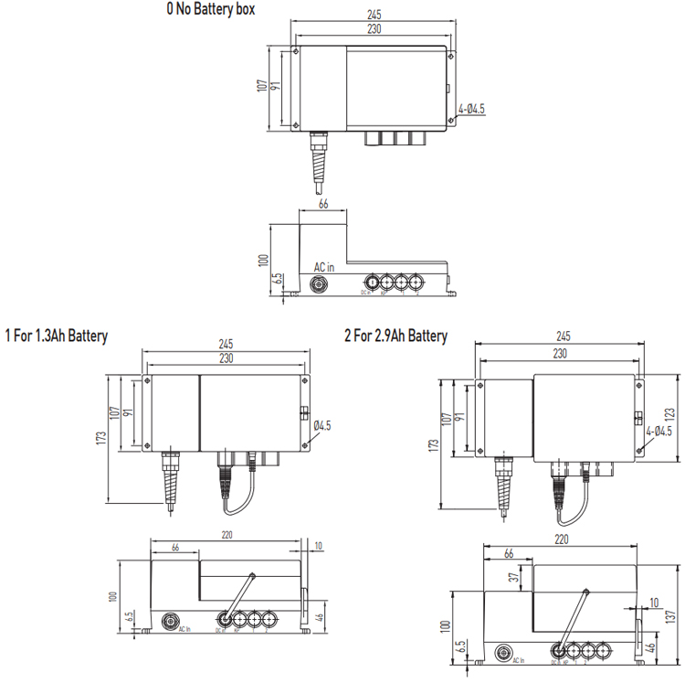 Dimensions | Linear Actuator Controller - LAK2BN