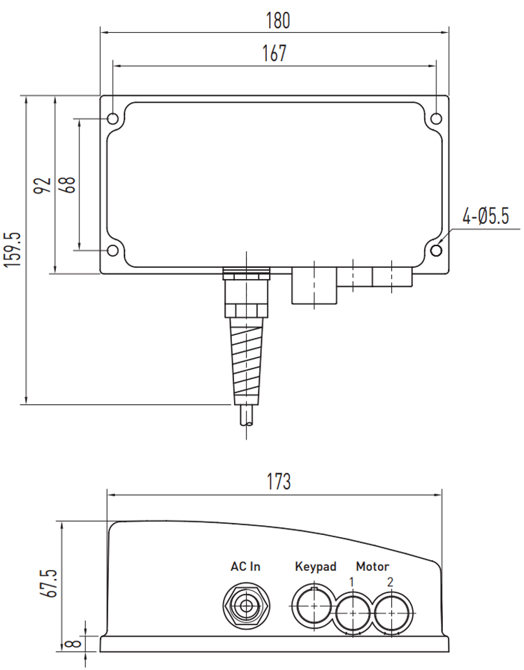 Dimensions | Linear Actuator Controller - LAK2