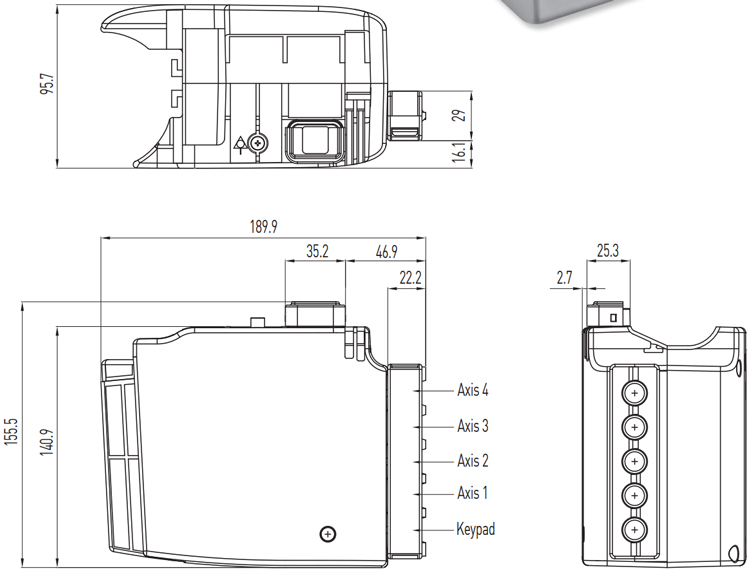 Dimensions | Linear Actuator Controller - LAK4D