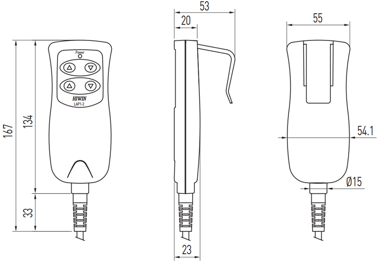 Dimensions | Linear Actuator Keypad - LAP1