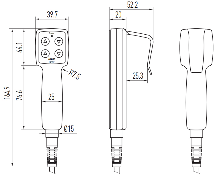 Dimensions | Linear Actuator Keypad - LAP2