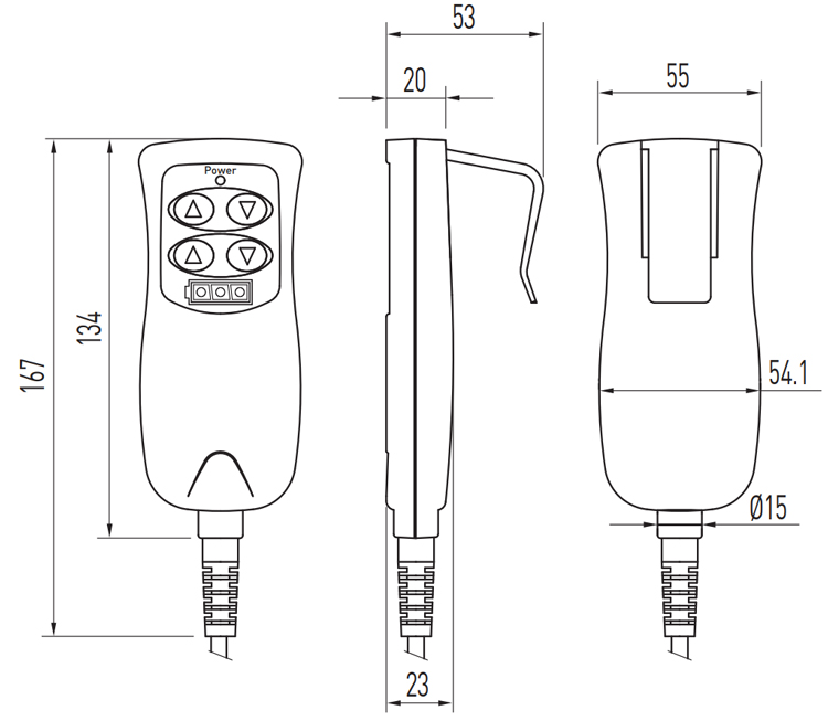 Dimensions | Linear Actuator Keypad - LAP3N