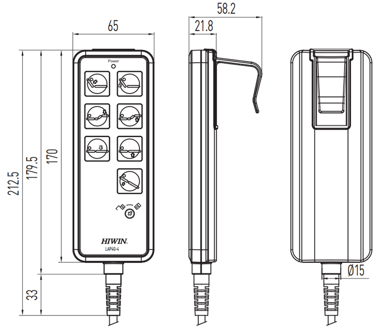 Dimensions | Linear Actuator Keypad - LAP4G