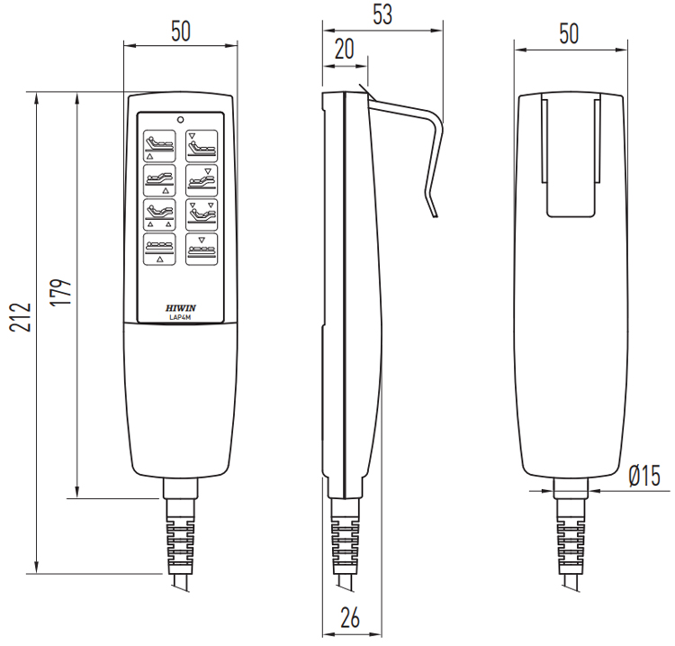 Dimensions | Linear Actuator Keypad - LAP4M