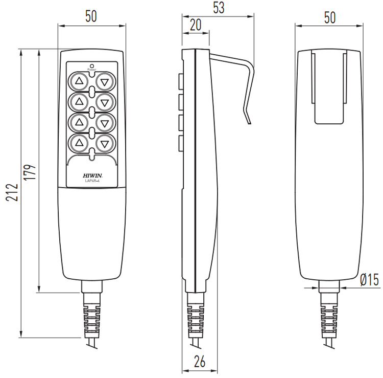 Dimensions | Linear Actuator Keypad - LAP4R