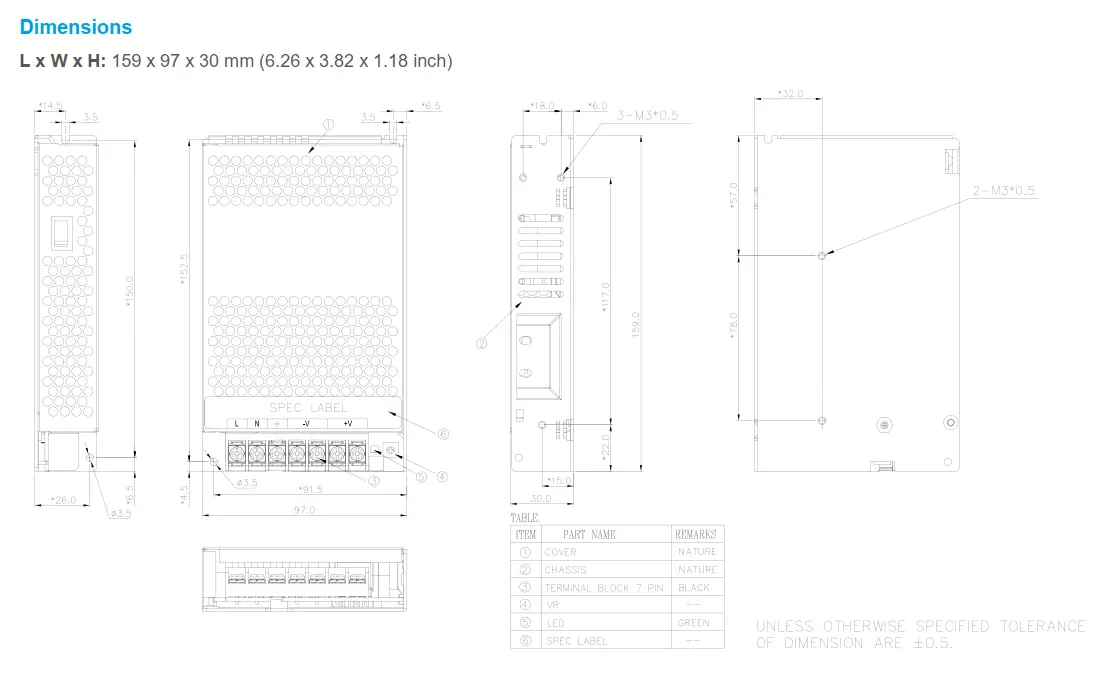 PTM_150W_dimension